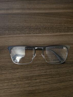 Prada Semi-Rim Rectangular Eyeglasses in Gunmetal